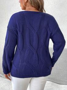 EMERY ROSE Plus Size Women Crew Neck Long Sleeve Twisted Sweater