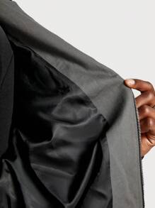 Manfinity VCAY Chaqueta cortavientos de ajuste holgado con estampado gráfico con cremallera para hombre, para otoño e invierno - Gris - Ver 7