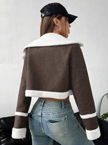 Muchica Cropped bikerjack voor dames van bont - Zwart & wit - Bekijken 2