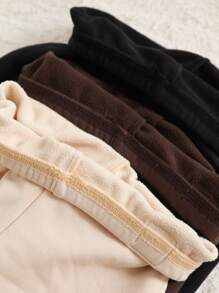 SHEIN LMoss Kids 女童 3件組 LMoss 買1送2 素色字母印花修身冬季內搭褲 - 彩色 - 查看 3