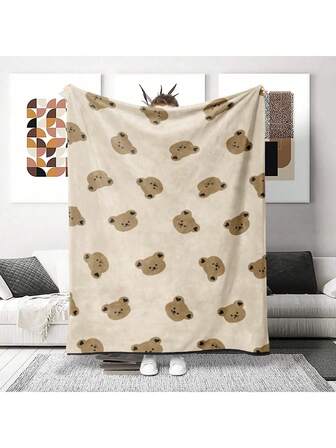 1 件卡其色泰迪熊毯子，蓬松毛绒毯子可作为生日礼物，柔软舒适的床毯适合野餐、露营和卧室