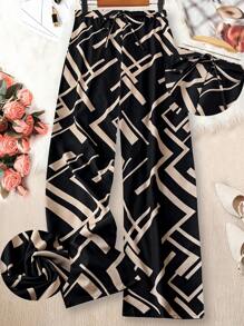 Linhara Damskie spodnie na co dzień w dużych rozmiarach w kontrastowych kolorach