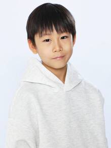 SUMWON 儿童运动连帽衫抽绳袋鼠口袋混色校园休闲运动服青少年冬季秋季运动衫 - 淺灰色 - 查看 3