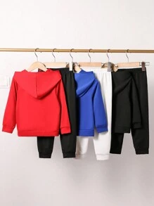 Set de 6 piezas de sudadera de manga larga con estampado de letras casual diaria y pantalones largos para niño pequeño, apropiado para primavera y otoño, adecuado para usar en la escuela, sudaderas con capucha para niños