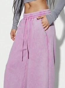 SUMWON WOMEN Washed Super Wide Leg Sweatpants - Pink - View 4