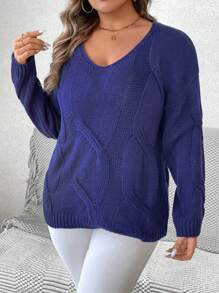 EMERY ROSE Plus Size Women Crew Neck Long Sleeve Twisted Sweater