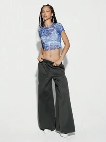 SUMWON WOMEN 基本款阔腿慢跑裤家居服抽绳腰部舒适休闲裤带口袋运动休闲裤