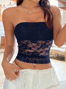 SHEIN EZwear Women Contrast Lace Slim Fit Camisole Top, Summer