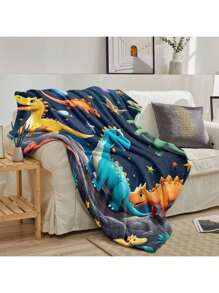 1 件柔软法兰绒恐龙毯子，适合男孩女孩的可爱恐龙礼物，适合床沙发，生日礼物 - 彩色 - 查看 5