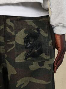SUMWON Loose Fit Camo Printed Jean With PU Badges - Multicolor - View 5
