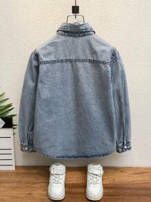 Lässiges, einfarbiges Jeanshemd für Tween Mädchen für den Herbst