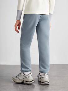 SHEIN Tween 男童运动绿色透气吸湿排汗时尚跑步裤