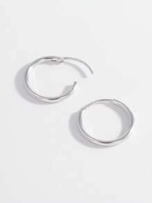 1 Đôi bông tai vòng bạc 925 cao cấp, kiểu dáng tối giản, phụ kiện trang sức thời trang dành cho nam và nữ, thích hợp đeo hàng ngày. - tròn - Xem 6