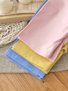 SHEIN Conjunto informal de 3 piezas de mallas de unicolor ajustadas para niña joven - Rosa - Ver 6