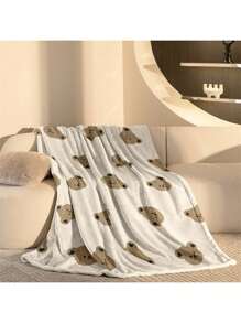 1pc Khaki Teddy Bear Blanket, Fluffy Plush Throw Blanket As Birthday Gift, Soft Cozy Bed Blanket Suitable For Picnic, Camping, And Bedroom