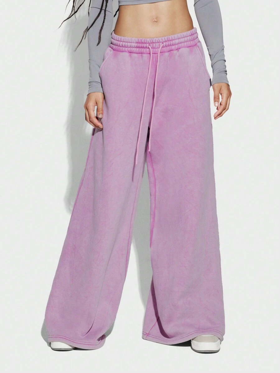 SUMWON WOMEN Washed Super Wide Leg Sweatpants - Pink - View 1