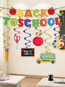 1 set Decoraciones para la fiesta de regreso a clases, adornos colgantes, decoración para el aula - Multicolor - Ver 1