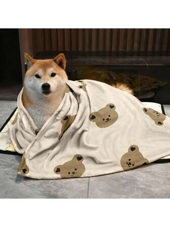 1pc Khaki Teddy Bear Blanket, Fluffy Plush Throw Blanket As Birthday Gift, Soft Cozy Bed Blanket Suitable For Picnic, Camping, And Bedroom