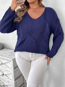 EMERY ROSE Plus Size Women Crew Neck Long Sleeve Twisted Sweater