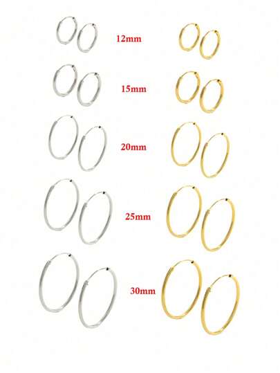 Vaerine 1 Pair Of Elegant & Minimalist 925 Sterling Silver Circle Hoop Earrings, Unisex Casual Jewelry Accessories