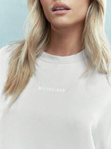 MISSGUIDED 刺绣品牌名称落肩超大 T 恤 - 灰色 - 查看 3