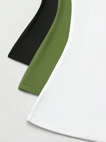 SHEIN LUNE Áo ba lỗ không tay cổ lọ tối giản màu trơn dành cho nữ 3 món/bộ - Nhiều màu - Xem 4