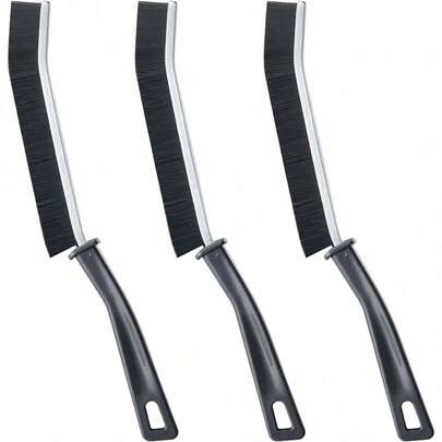 3本 多機能ロングブラシセット、洗濯機ドラムクリーナー、シンククリーナー、ハンドルつき硬質ブラシ、窓溝掃除、キッチン、バスルームの家庭用