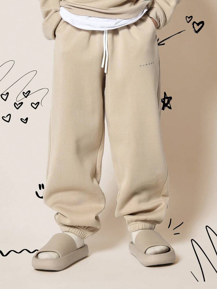 SUMWON Conjunto de 2 piezas de sudadera con capucha y pantalón de chándal estilo años 90 para niños preadolescentes, ideal para vacaciones - Caqui - Añade 4