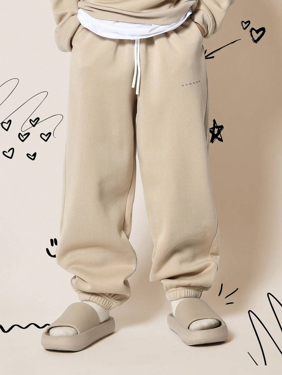 Conjunto de 2 piezas de sudadera con capucha y pantalón de chándal estilo años 90 para niños preadolescentes, ideal para vacaciones