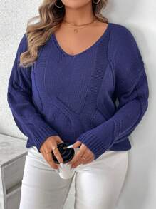 EMERY ROSE Plus Size Women Crew Neck Long Sleeve Twisted Sweater