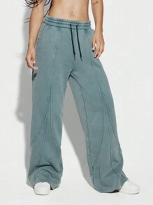 SUMWON WOMEN Lucky Charm St. Patrick's Day Wide Leg Lounge Sweatpants Elastic Waist Drawstring Soft Fleece Athletic Workout Joggers Irish Holiday Comfort Wear - Green - View 1