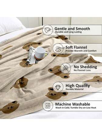 1 st Khaki Teddy Bear filt, fluffig plysch filt som födelsedagspresent, mjuk mysig sängfilt lämplig för picknick, camping och sovrum