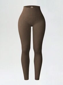Velisys Velisys 3条装女士无缝高腰弹力运动紧身裤（纯色）瑜伽裤棕色+黑色+象牙色紧身裤 - 彩色 - 查看 7