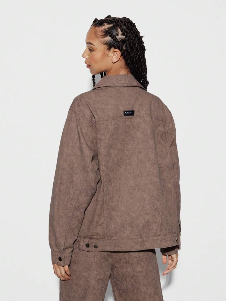SUMWON WOMEN Giacca oversize con bottoni frontali in pelle scamosciata di alta qualità