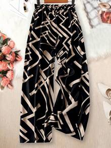 Linhara Damskie spodnie na co dzień w dużych rozmiarach w kontrastowych kolorach