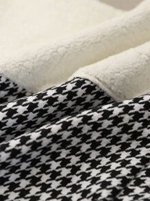 SHEIN Clasi 女士秋冬经典千鸟格双排扣加垫大衣 - 黑與白 - 查看 7