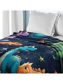 1 件柔软法兰绒恐龙毯子，适合男孩女孩的可爱恐龙礼物，适合床沙发，生日礼物 - 彩色 - 查看 6