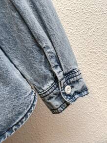 Lässiges, einfarbiges Jeanshemd für Tween Mädchen für den Herbst