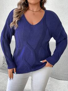 EMERY ROSE Plus Size Women Crew Neck Long Sleeve Twisted Sweater