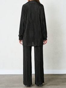 SHEIN Tall Women's Tall Pleated Two-Piece Outfits - Black - View 2