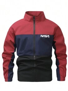 Manfinity Hypemode Men's Letter Print Contrast Color Raglan Sleeve Casual Loose Jacket - Multicolor - View 6