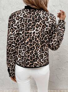 SHEIN Clasi 女士豹纹条纹绗缝加厚外套