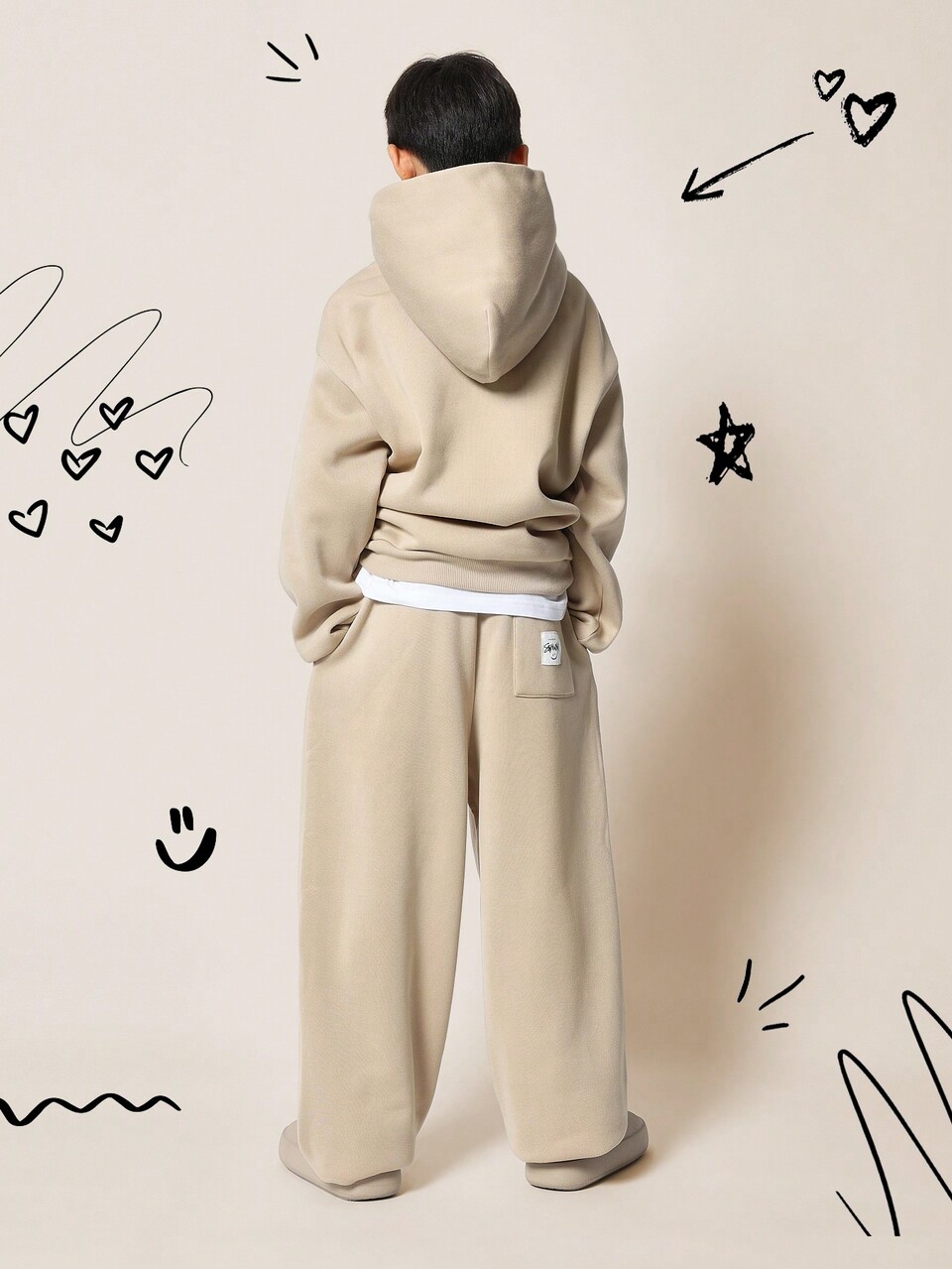 Conjunto de 2 piezas de sudadera con capucha y pantalón de chándal estilo años 90 para niños preadolescentes, ideal para vacaciones