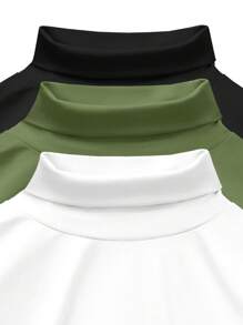 SHEIN LUNE Áo ba lỗ không tay cổ lọ tối giản màu trơn dành cho nữ 3 món/bộ - Nhiều màu - Xem 5