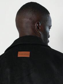 SUMWON Chaqueta de servicio de de lujo con parche marrón distintivo, colección de moda de otoño e invierno, ropa de trabajo de diseñador streetwear - Negro - Ver 4