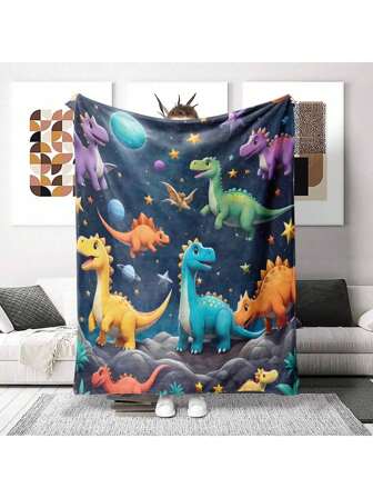 1pc Soft Flannel Dinosaur Blanket, Cute Dinosaur Gift For Boys Girls, Suitable For Bed Sofa Couch, Birthday Present