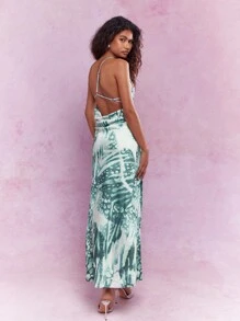 MISSGUIDED Printed Asymmetric One Shoulder Side Slit Midi Dress - Multicolor - View 2