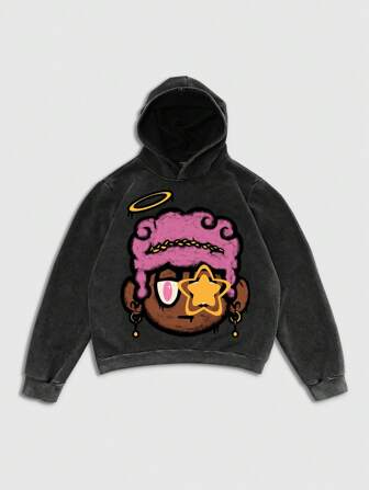 Street Life sweat-shirt à capuche vintage délavé et déchiré pour hommes