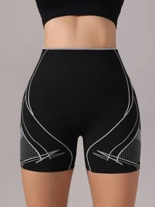 Easithlete Short de fitness sans couture stretch élevé rayé pour femmes, Short de sport, Short de gym, Short de cycliste