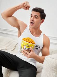 男士圆领休闲足球图案汗衫，四季款 - 白色 - 查看 1